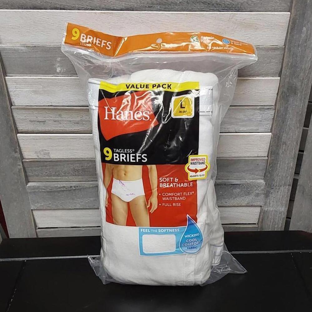 Hanes Men's 9pk Briefs - White | L (36-38)
